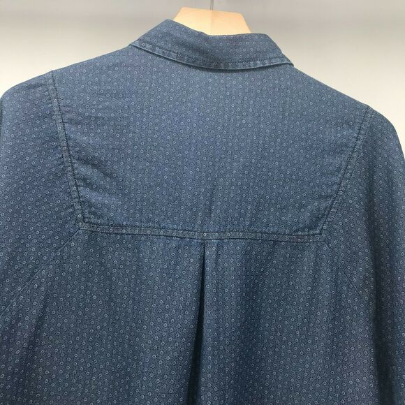 Coldwater Creek Top Womens Medium Blue Floral Chambray Button Up 3/4 Sleeve - Picture 5 of 12
